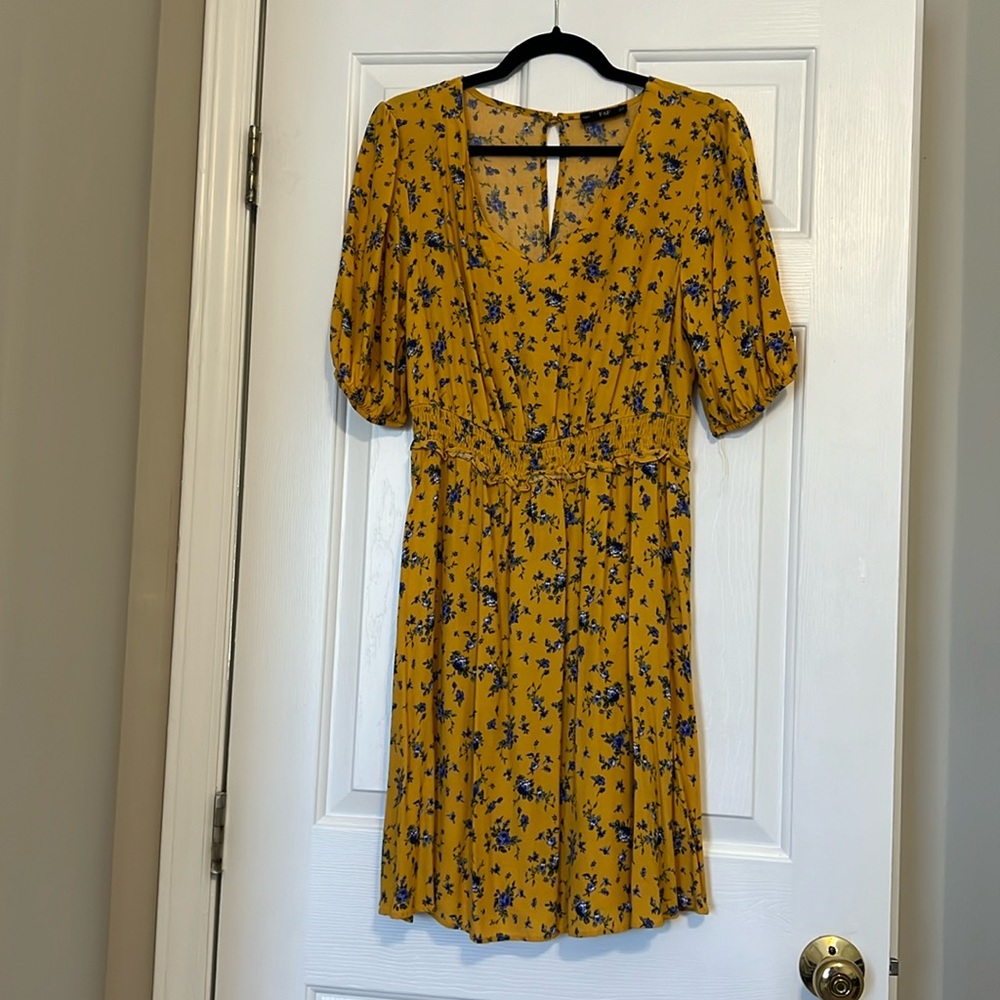 Yellow and blue floral dress - size 12